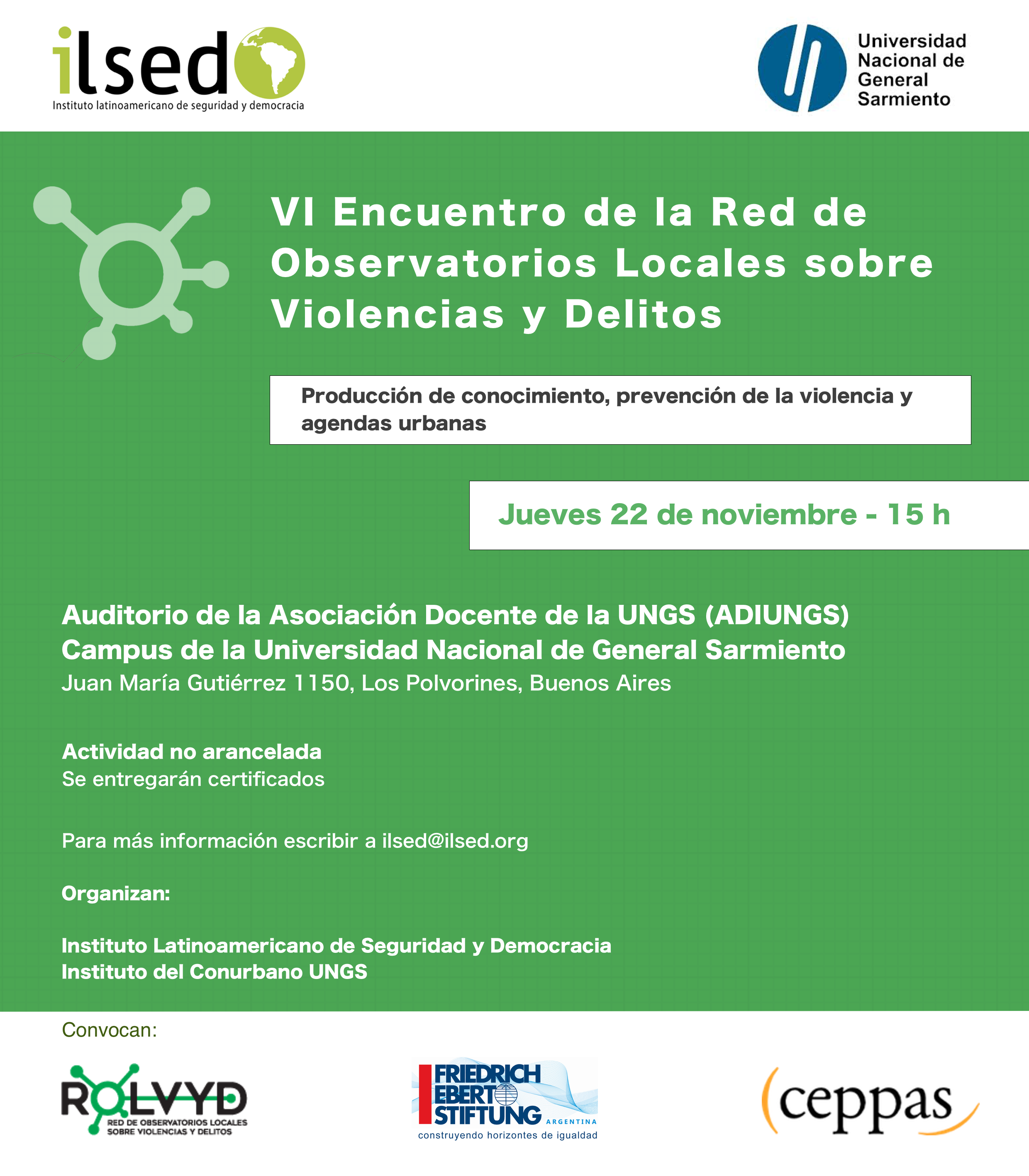 Participación del OPS en el VI Encuentro de la Red de Observatorios Locales sobre Violencias y Delitos